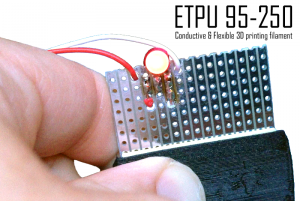 3D printed pressure sensitive button in PI-ETPU 95-250 Carbon Black (only 9V battery + LED in serial)