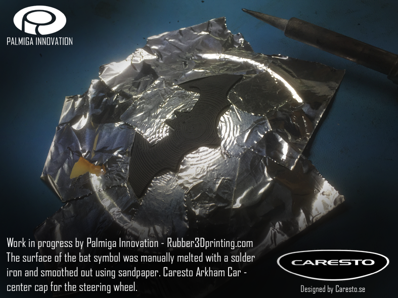 Caresto Arkham Car - The bat symbol was manually melted with a solder iron and smoothed out using sandpaper.