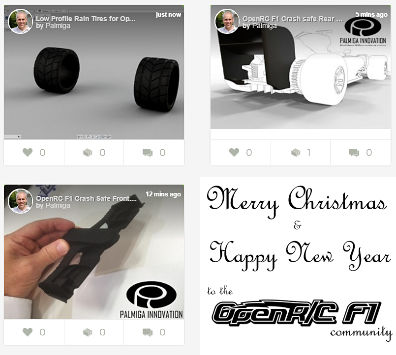 Palmiga Innovation / Rubber3Dprinting.com / Thomas Palm celebrates Christmas by sharing 3 more designs to the open source OpenR/C Formula 1 project by Daniel Norée.